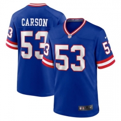 Men New York Giants 53 Harry Carson Royal Classic Retired Player Stitched Game Jersey