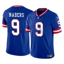 Men New York Giants 9 Malik Nabers Royal 2024 Draft Vapor Untouchable Throwback Limited Stitched Jersey