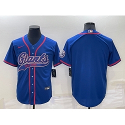 Men New York Giants Blank Blue Cool Base Stitched Baseball Jersey