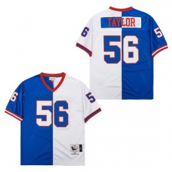 Men New York Giants Lawrence Taylor #56 White Blue Split Stitched Football Jersey