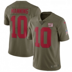 Mens Nike New York Giants 10 Eli Manning Limited Olive 2017 Salute to Service NFL Jersey