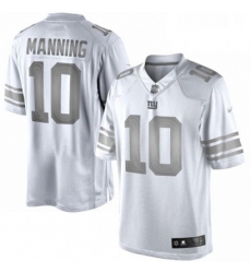 Mens Nike New York Giants 10 Eli Manning Limited White Platinum NFL Jersey