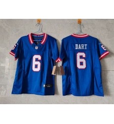 Women New York Giants 6 Jaxson Dart Blue F U S E Throwback Stitched Jersey Women New York Giants 6 Jaxson Dart Blue F U S E Throwback Stitched Jersey