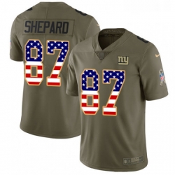 Youth Nike New York Giants 87 Sterling Shepard Limited OliveUSA Flag 2017 Salute to Service NFL Jersey