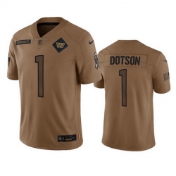 Men Washington Commanders 1 Jahan Dotson 2023 Brown Salute To Service Limited Stitched Football Jersey