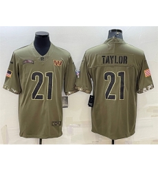 Men Washington Commanders 21 Sean Taylor Olive 2022 Salute To Service Limited Stitched Jersey