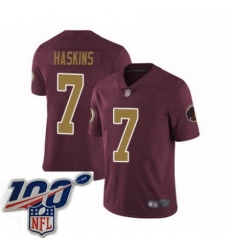 Mens Washington Redskins 7 Dwayne Haskins Burgundy Red Gold Number Alternate 80TH Anniversary Vapor Untouchable Limited Stitched 100th anniversary Neck Pat