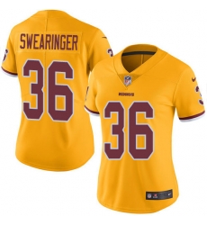 Nike Redskins #36 D J Swearinger Gold Womens Stitched NFL Limited Rush Jersey