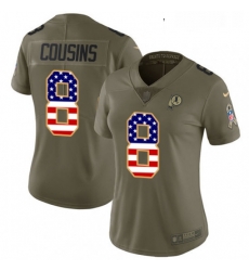 Womens Nike Washington Redskins 8 Kirk Cousins Limited OliveUSA Flag 2017 Salute to Service NFL Jersey