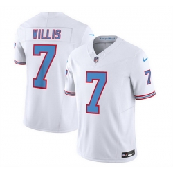 Men Tennessee Titans 7 Malik Willis White 2023 F U S E  Vapor Limited Throwback Stitched Football Jersey