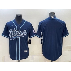 Men Tennessee Titans Blank Navy With Patch Cool Base Stitched Baseball Jersey