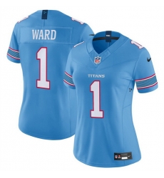 Women Tennessee Titans 1 Cameron Ward Light Blue 2026 F U S E Vapor Limited Stitched Football Jersey Women Tennessee Titans 1 Cameron Ward Light Blue 2026 F U S E Vapor Limited Stitched Football Jersey