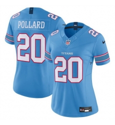 Women Tennessee Titans 20 Tony Pollard Light Blue 2026 F U S E Vapor Limited Stitched Football Jersey Women Tennessee Titans 20 Tony Pollard Light Blue 2026 F U S E Vapor Limited Stitched Football Jersey
