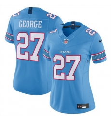 Women Tennessee Titans 27 Eddie George Light Blue 2026 F U S E Vapor Limited Stitched Football Jersey Women Tennessee Titans 27 Eddie George Light Blue 2026 F U S E Vapor Limited Stitched Football Jersey