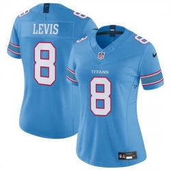 Women Tennessee Titans  8 Will Levis Light Blue 2026 F U S E  Vapor Limited Stitched Football Jersey  