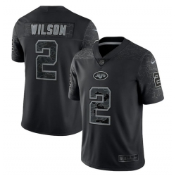 Men's New York Jets #2 Zach Wilson Black Reflective Limited Stitched Jersey