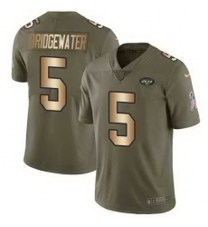 Nike Jets 5 Teddy Bridgewater Olive Gold Salute To Service Limited Jersey