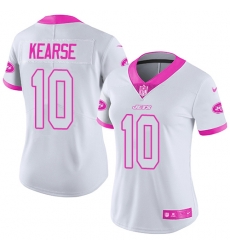 Nike Jets #10 Jermaine Kearse White Pink Womens Stitched NFL Limited Rush Fashion Jersey