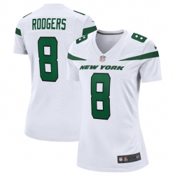 Women's New York Jets #8 Aaron Rodgers White Stitched Game Football Jersey