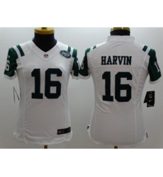 Women's Nike New York Jets #16 Percy Harvin White Stitched NFL Limited Jersey