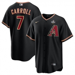 Men Arizona Diamondbacks 7 Corbin Carroll Black 2023 World Series Cool Base Stitched Baseball Jersey