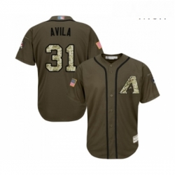 Mens Arizona Diamondbacks 31 Alex Avila Authentic Green Salute to Service Baseball Jersey 