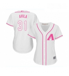 Womens Arizona Diamondbacks 31 Alex Avila Replica White Fashion Baseball Jersey 