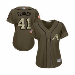 Womens Arizona Diamondbacks 41 Wilmer Flores Authentic Green Salute to Service Baseball Jersey 