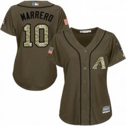 Womens Majestic Arizona Diamondbacks 10 Deven Marrero Authentic Green Salute to Service MLB Jersey 