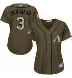 Womens Majestic Arizona Diamondbacks 3 Daniel Descalso Authentic Green Salute to Service MLB Jersey 