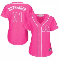 Womens Majestic Arizona Diamondbacks 31 Brad Boxberger Replica Pink Fashion MLB Jersey 