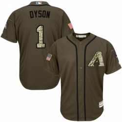 Youth Majestic Arizona Diamondbacks 1 Jarrod Dyson Replica Green Salute to Service MLB Jersey 