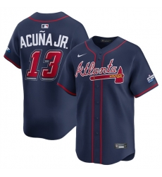 Men Atlanta Braves 13 Ronald Acuna Jr  Navy 2025 Speedway Classic Alternate Limited Stitched Baseball Jersey