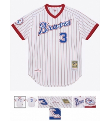 Men Atlanta Braves #3 Mitchell And Ness White Red Strips Jersey Men Atlanta Braves #3 Mitchell And Ness White Red Strips Jersey
