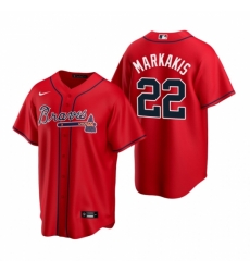 Mens Nike Atlanta Braves 22 Nick Markakis Red Alternate Stitched Baseball Jerse