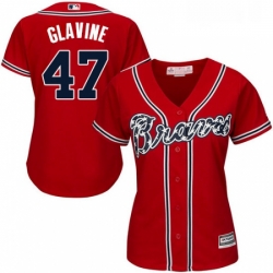 Womens Majestic Atlanta Braves 47 Tom Glavine Authentic Red Alternate Cool Base MLB Jersey