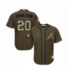 Youth Atlanta Braves 20 Josh Donaldson Authentic Green Salute to Service Baseball Jersey 