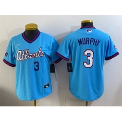 Youth Atlanta Braves  3 Dale Murphy Powder Blue 2026 City Connect Stadium Stitched Baseball Jersey