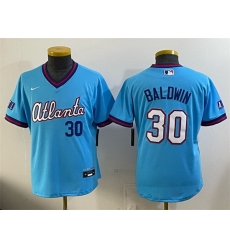 Youth Atlanta Braves  30 Drake Baldwin Powder Blue 2026 City Connect Stadium Stitched Baseball Jersey