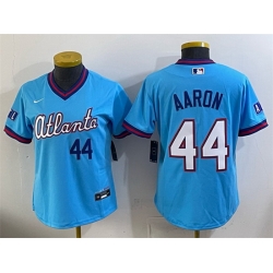 Youth Atlanta Braves  44 Hank Aaron Powder Blue 2026 City Connect Stadium Stitched Baseball Jersey