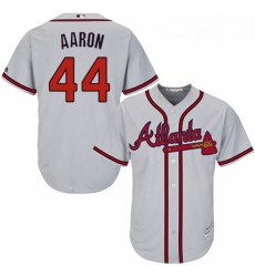 Youth Majestic Atlanta Braves 44 Hank Aaron Replica Grey Road Cool Base MLB Jersey