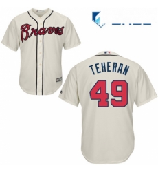 Youth Majestic Atlanta Braves 49 Julio Teheran Authentic Cream Alternate 2 Cool Base MLB Jersey