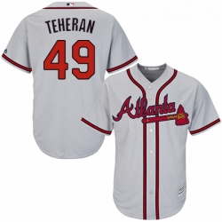 Youth Majestic Atlanta Braves 49 Julio Teheran Authentic Grey Road Cool Base MLB Jersey