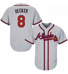 Youth Majestic Atlanta Braves 8 Bob Uecker Replica Grey Road Cool Base MLB Jersey