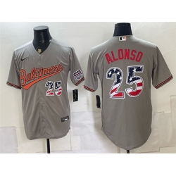 Men Baltimore Orioles  25 Pete Alonso Grey USA 250 Fourth of July Home Stitched Baseball Jersey