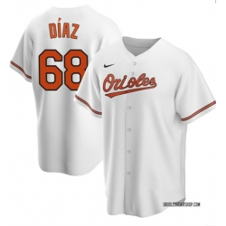 Men Baltimore Orioles 68 Lewin D EDaz White Cool Base Stitched Jersey