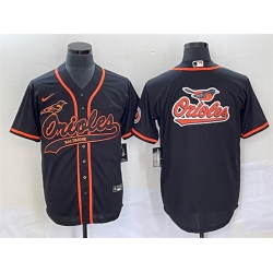 Men Baltimore Orioles Black Team Big Logo Cool Base Stitched Jersey 2