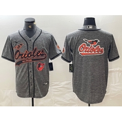 Men Baltimore Orioles Gray Team Big Logo Cool Base Stitched Jersey 7