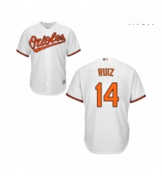 Mens Baltimore Orioles 14 Rio Ruiz Replica White Home Cool Base Baseball Jersey 