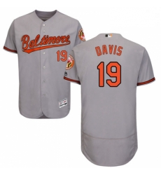 Mens Majestic Baltimore Orioles 19 Chris Davis Grey Road Flex Base Authentic Collection MLB Jersey